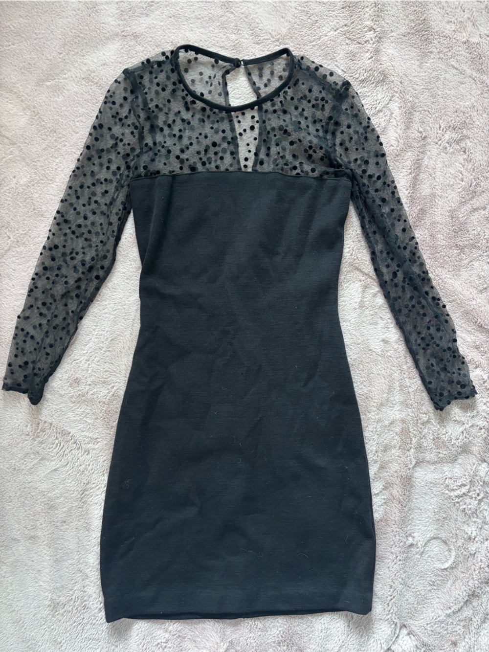Black Sheer Polka Dot Sleeve Bodycon Dress